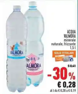 Conad Superstore Acqua Valmora minerale naturale, frizzante offerta