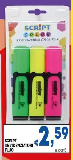 DEM Script 3 evidenziatori colori fluo offerta