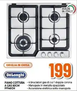Expert Piano cottura a gas 60cm DeLonghi offerta