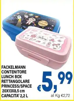 DEM FACKELMANN CONTENITORE LUNCH BOX PRINCESS/SPACE offerta