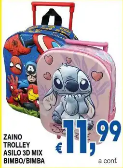 DEM ZAINO TROLLEY ASILO 3D MIX BIMBO/BIMBA offerta