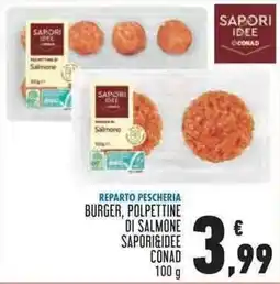 Conad Superstore Burger, polpette di salmone Saporidee offerta