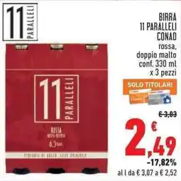 Conad Superstore Birra 11 Paralleli Conad Rossa offerta