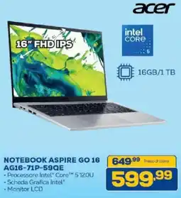 Euronics Bruno Acer Notebook Aspire Go 16 offerta