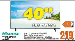 Expert Hisense TV LED 40" FHD 40A49S offerta