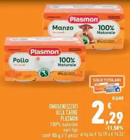 Conad Superstore OMOGENEIZZATI ALLA CARNE PLASMON offerta