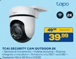Euronics Bruno tapo TC41 SECURITY CAM OUTDOOR 2K offerta