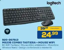 Euronics Bruno logitech MK235 COMBO TASTIERA + MOUSE WIFI offerta