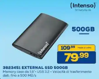Euronics Bruno Intenso EXTERNAL SSD 500GB offerta