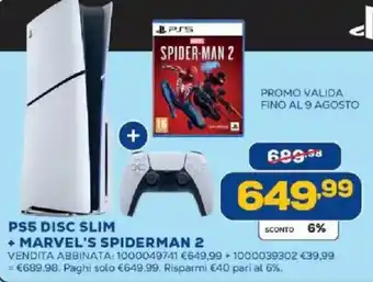 PS5 DISC SLIM + MARVEL'S SPIDERMAN 2