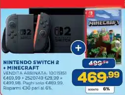 Euronics Bruno Nintendo Switch 2 + Minecraft offerta