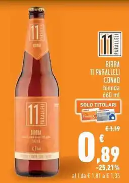 Conad Superstore Birra 11 Paralleli Conad bionda offerta