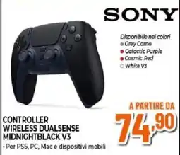 Expert SONY CONTROLLER WIRELESS DUALSENSE MIDNIGHTBLACK V3 offerta