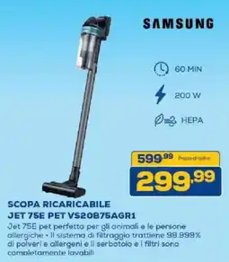 Euronics Bruno Samsung Scopa Ricaricabile Jet 75E Pet offerta