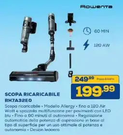 Euronics Bruno Rowenta SCOPA RICARICABILE RH7A32E0 offerta