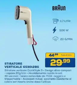 Euronics Bruno BRAUN STIRATORE VERTICALE GS3012BG offerta