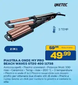 Euronics Bruno IMETEC PIASTRA A ONDE MY PRO BEACH WAVES GT20 400 11738 offerta