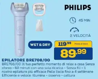 Euronics Bruno PHILIPS EPILATORE BRE708/00 offerta