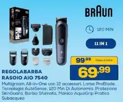 Euronics Bruno BRAUN REGOLABARBA RASOIO AIO 7540 offerta