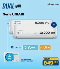 Euronics Bruno Hisense DUAL split Serie UNIAIR offerta
