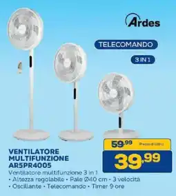 Euronics Bruno Ardes Ventilatore Multifunzione AR5PR4005 offerta