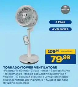 Euronics Bruno MACOM TORNADO/TOWER VENTILATORE offerta