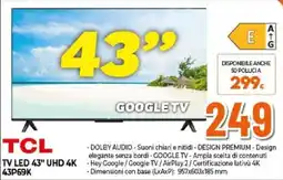 Expert TCL TV LED 43" UHD 4K 43P69K offerta