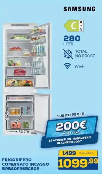 SAMSUNG FRIGORIFERO COMBINATO INCASSO BRB80F26BCSOE