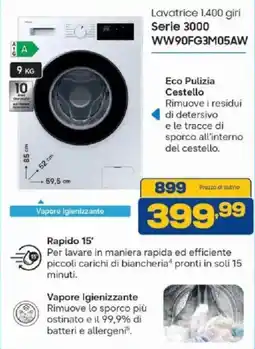 Euronics Bruno Lavatrice 1.400 giri Serie 3000 offerta