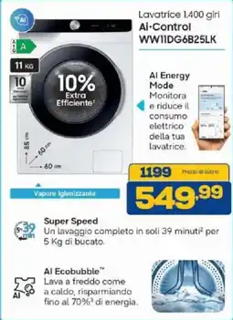 Euronics Bruno Lavatrice 1.400 giri Ai-Control offerta