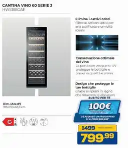 Euronics Bruno Haier CANTINA VINO 60 SERIE 3 HWS188GAE offerta