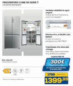 Euronics Bruno Haier FRIGORIFERO CUBE 90 SERIE 7 HCR79F19ENMM offerta