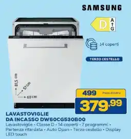 Euronics Bruno SAMSUNG LAVASTOVIGLIE DA INCASSO DW60CG530B00 offerta