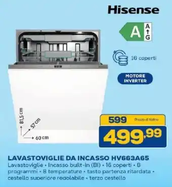 Euronics Bruno Hisense Lavastoviglie da incasso HV663A65 offerta