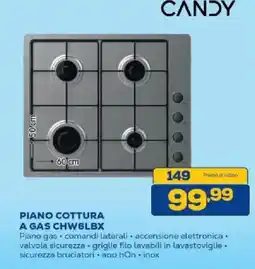 Euronics Bruno CANDY PIANO COTTURA A GAS CHW6LBX offerta
