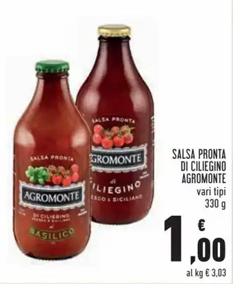 Conad Agromonte Salsa Pronta Ciliegino vari tipi 330g offerta