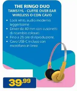 Euronics Bruno THE RINGO DUO TAMS1YL - CUFFIE OVER EAR offerta