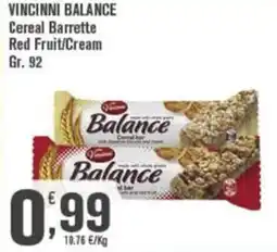 Conté Supermercati VINCINNI Balance Cereal Barrette Red Fruit/Cream offerta