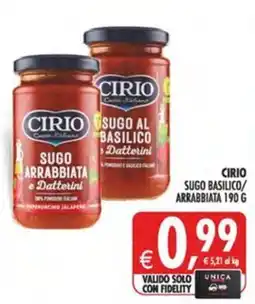 Gourmet Déco Cirio Sugo Basilico/Arrabbiata offerta