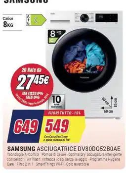 Trony SAMSUNG ASCIUGATRICE DV80DG52B0AE offerta