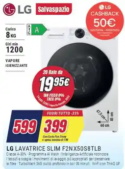 Trony LG LAVATRICE SLIM F2NX50S8TLB offerta