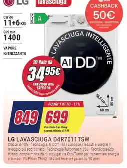 Trony LG LAVASCIUGA D4R7011TSW offerta