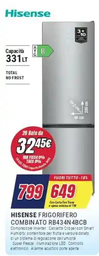 Trony Hisense Frigorifero Combinato RB434N4BCB offerta