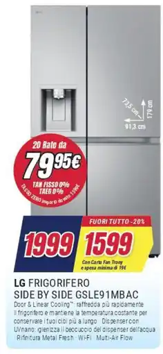 Trony LG FRIGORIFERO SIDE BY SIDE GSLE91MBAC offerta
