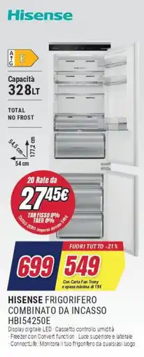 Trony Hisense Frigorifero Combinato da Incasso HBI54250E offerta