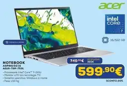 Euronics Acer Notebook Aspire GO 15 offerta