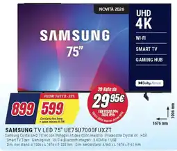 Trony SAMSUNG TV LED 75" UE75U7000FUXZT offerta