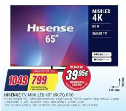 Trony Hisense TV MINI LED 65" 65U7Q PRO offerta