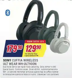 Trony SONY CUFFIA WIRELESS ULT WEAR WH-ULT900N offerta