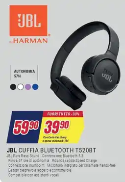 Trony JBL CUFFIA BLUETOOTH T520BT offerta